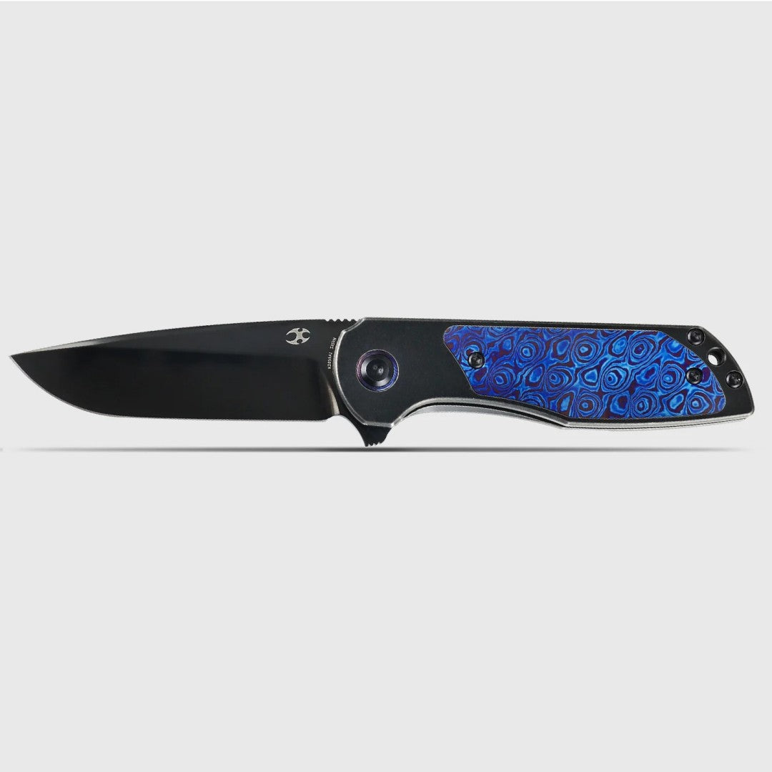 Kansept Ptarmigan K2055A1 Black Mirror DLC CPM-S35VN Blade Blackwash Titanium & Timascus Handle Frame Lock Folding Knife