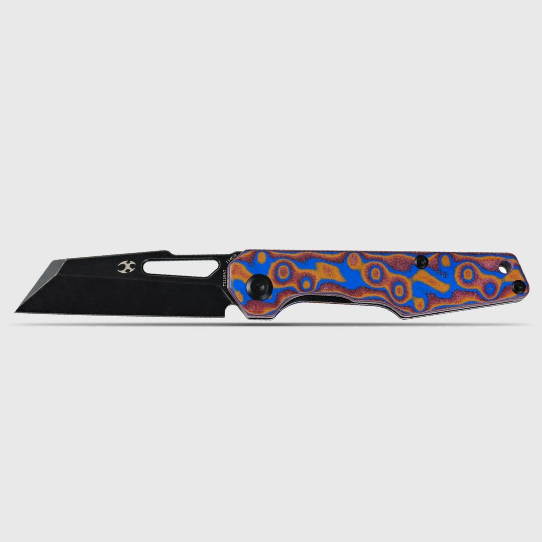 Kansept Lucero T2156A2 154CM Blade Blue & Red Vortex Micarta Handle Liner Lock Folding Knife