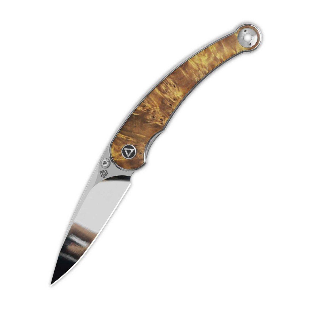QSP Dolphin QS161-B 14C28N Blade Stabilized Wood Handle Liner Lock Folding Knife