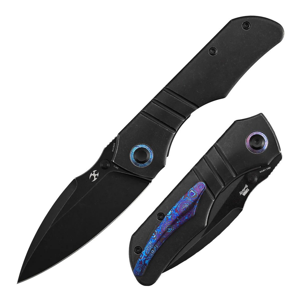 Kansept Mini Lanza K1116A2 CPM-20CV Blade Titanium & Timascus Handle Nested Liner Lock Folding Knife