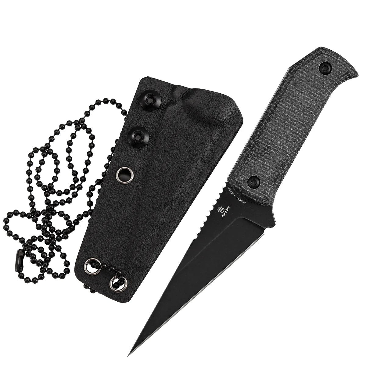 Tenable ToothPik G020A4 Blackwash 14C28N Blade Black Micarta Handle Fixed Blade Knife