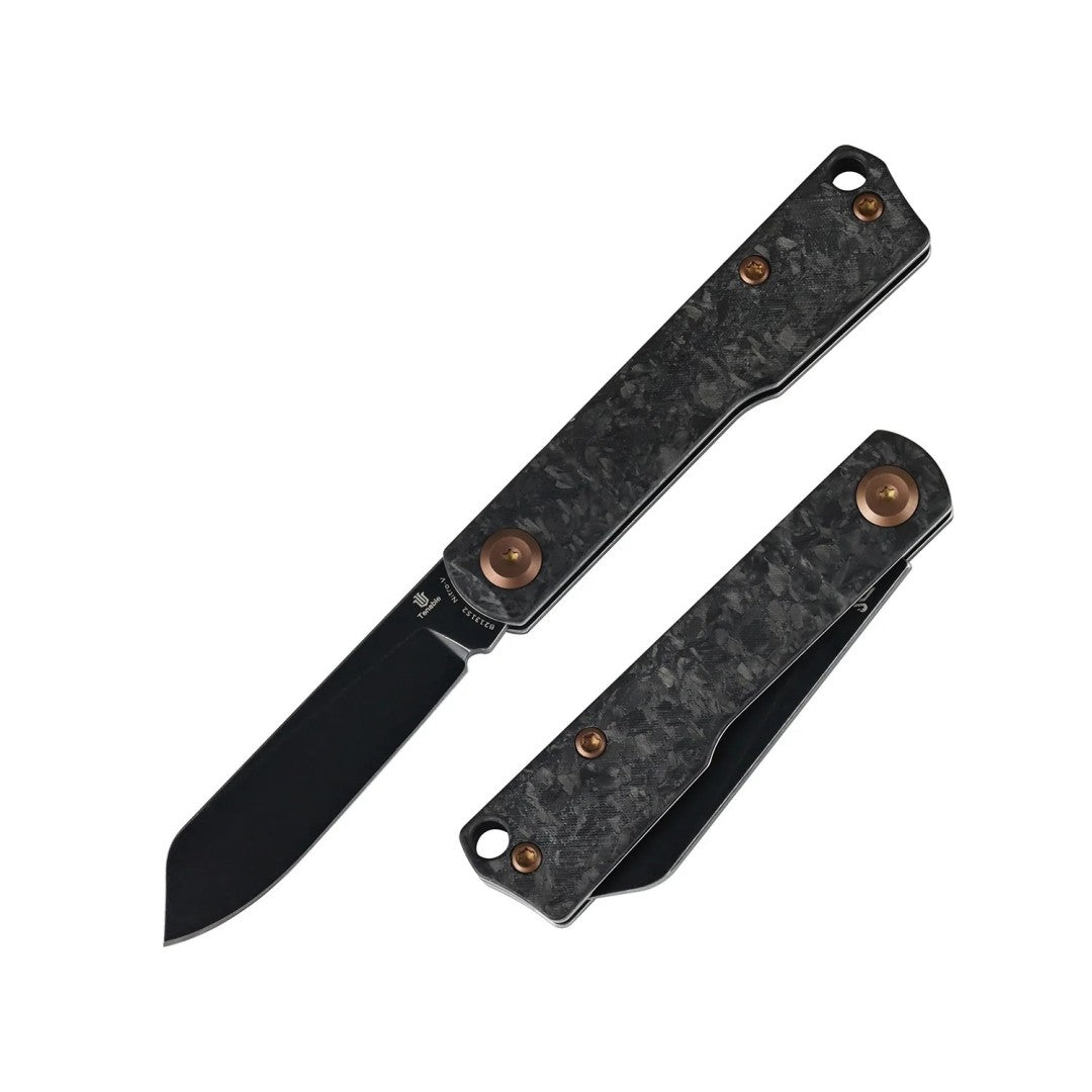 Tenable Riflestock B2131S2 Blackwash Nitro-V Blade Shred Carbon Fiber Handle Lock Back Folding knife