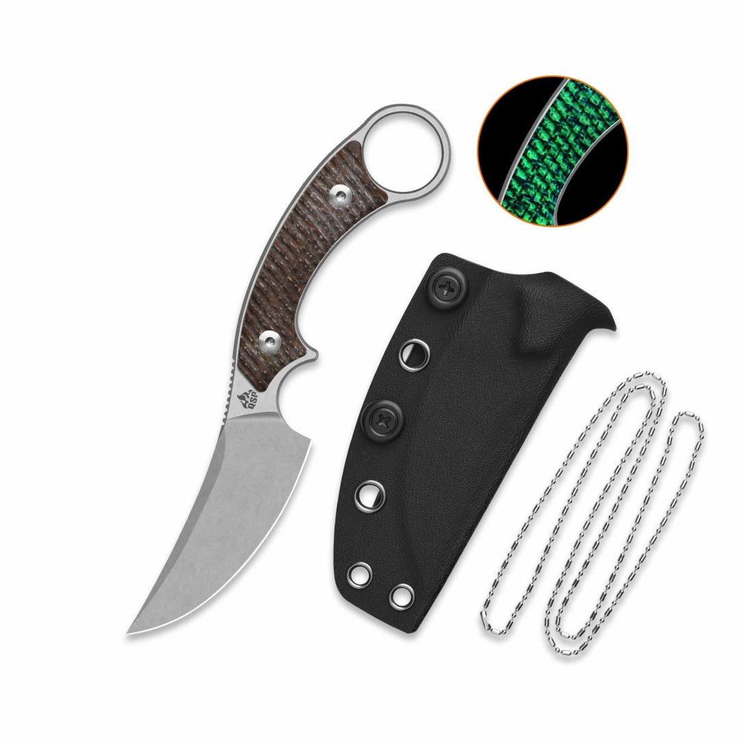 QSP Baby Viper QS178-B1 10Cr15MoV Blade Glow-in-the-Dark Micarta Handle Fixed Blade Knife
