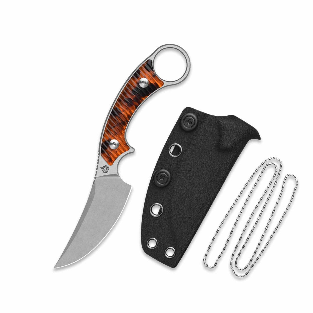 QSP Baby Viper QS178-C1 10Cr15MoV Blade Tortoise Resin Handle Fixed Blade Knife