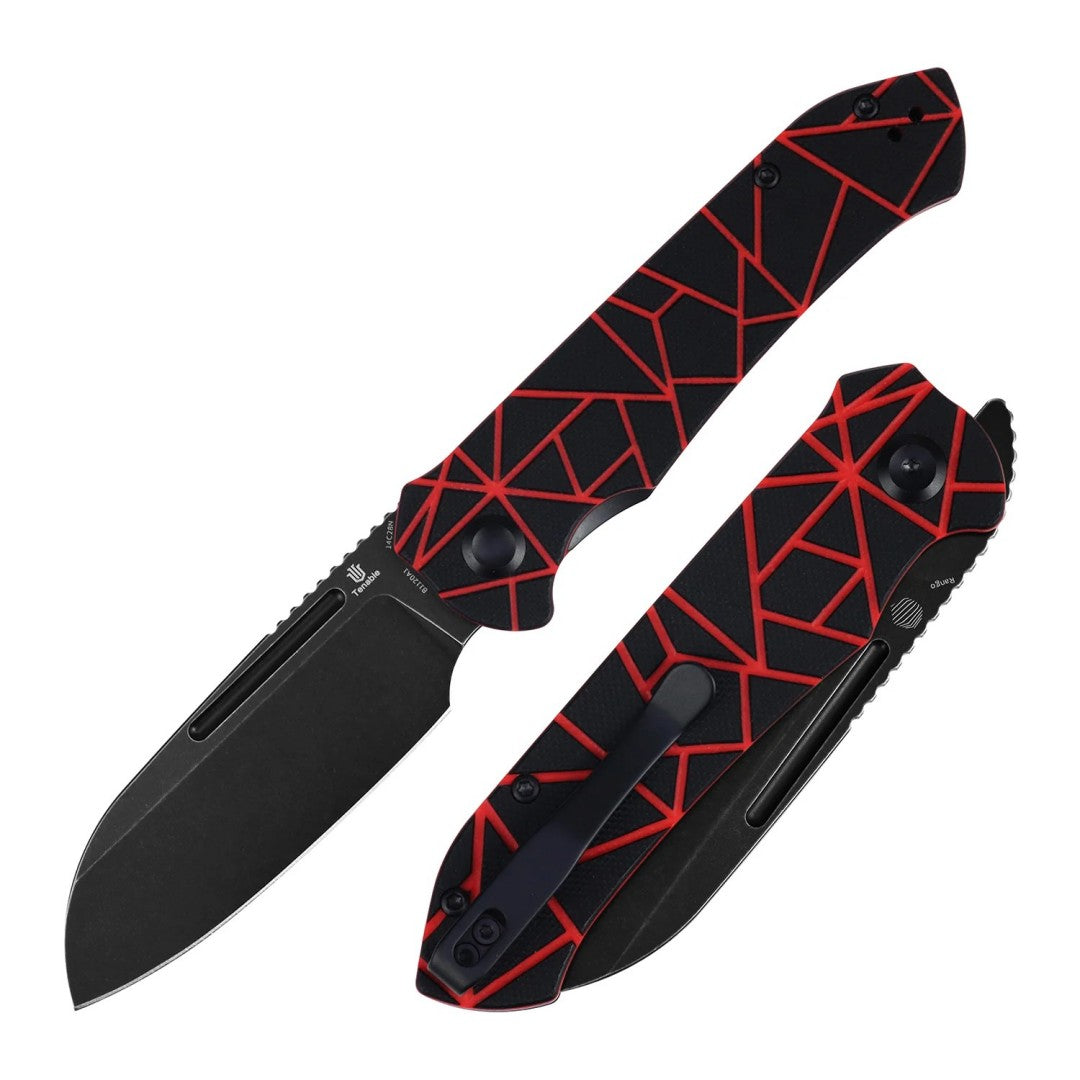 Tenable Rango B1120A1 Blackwash 14C28N Blade Black & Red G10 Handle Liner Lock Folding knife