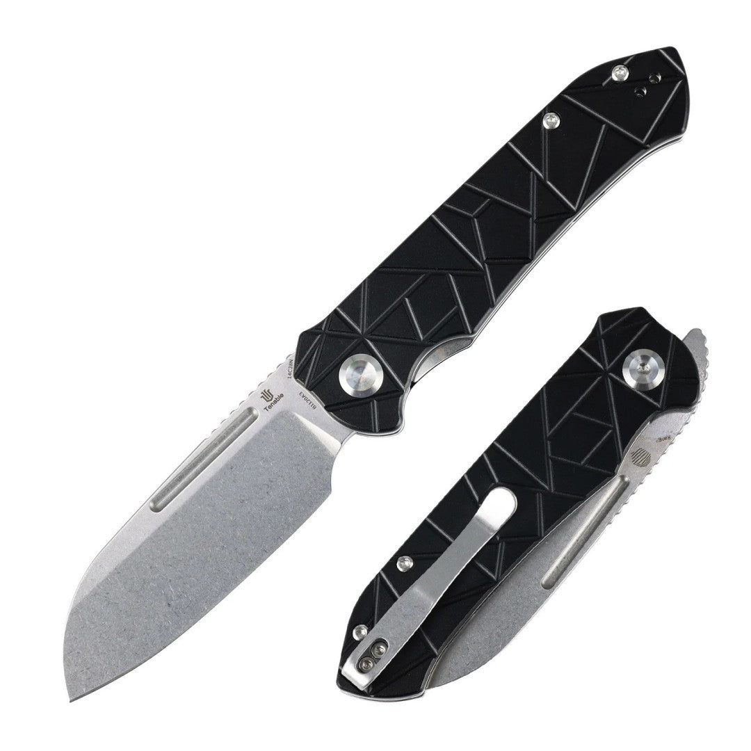 Tenable Rango B1120A3 Stonewashed 14C28N Blade Black Aluminum Handle Liner Lock Folding knife