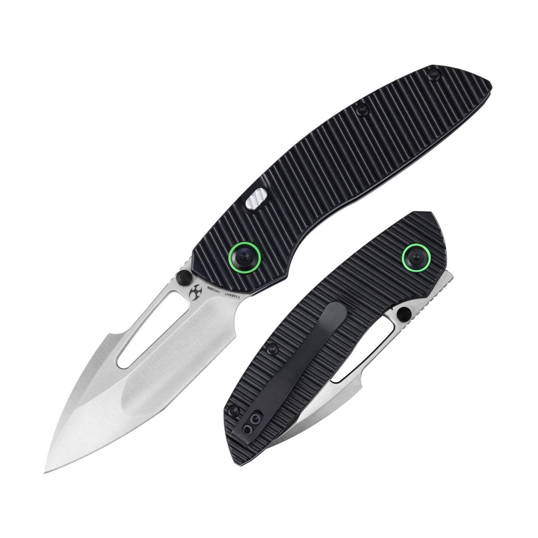 Kansept Link T1068H1 Satin 14C28N Blade Black Aluminum Handle Top Liner Lock Folding Knife