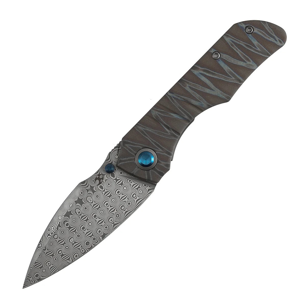 Kansept Mini Lanza K1116A4 Damascus Blade Titanium Handle Nested Liner Lock Folding Knife