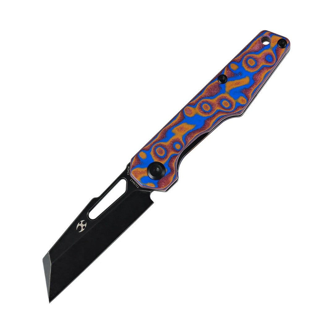 Kansept Lucero T2156A2 154CM Blade Blue & Red Vortex Micarta Handle Liner Lock Folding Knife