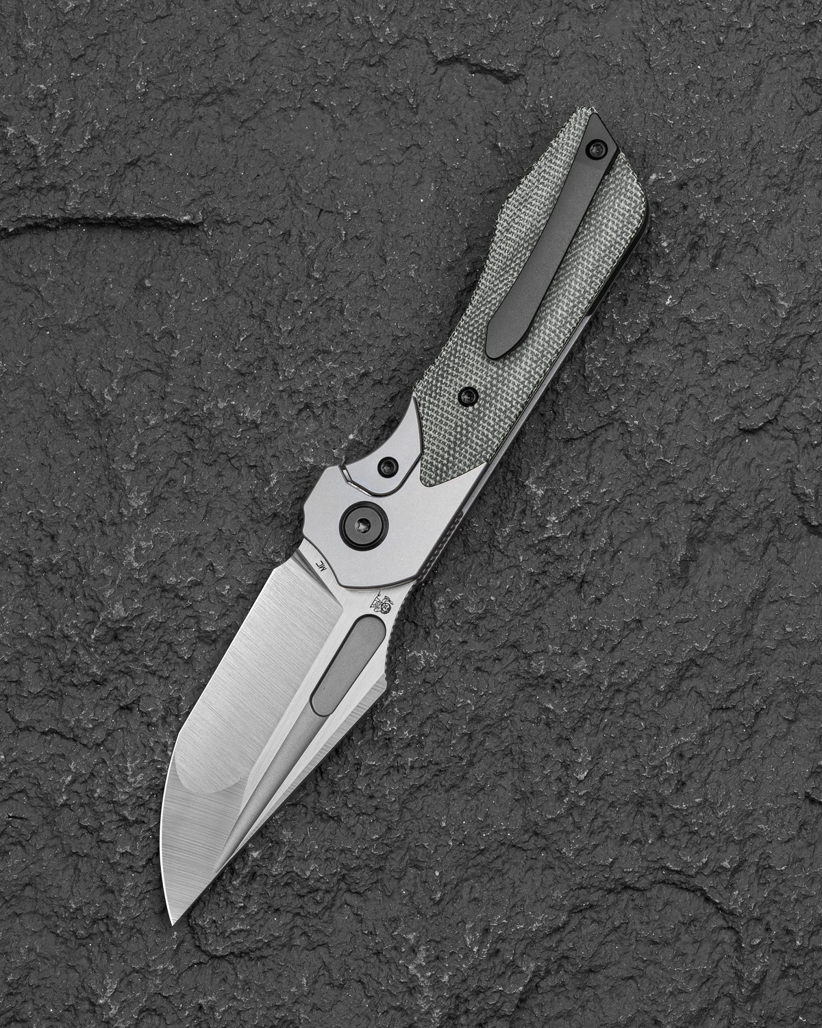 Bestech Dactyl BT2608A Magnacut Blade Titanium with Micarta Handle Bolster Frame Lock Folding Knife