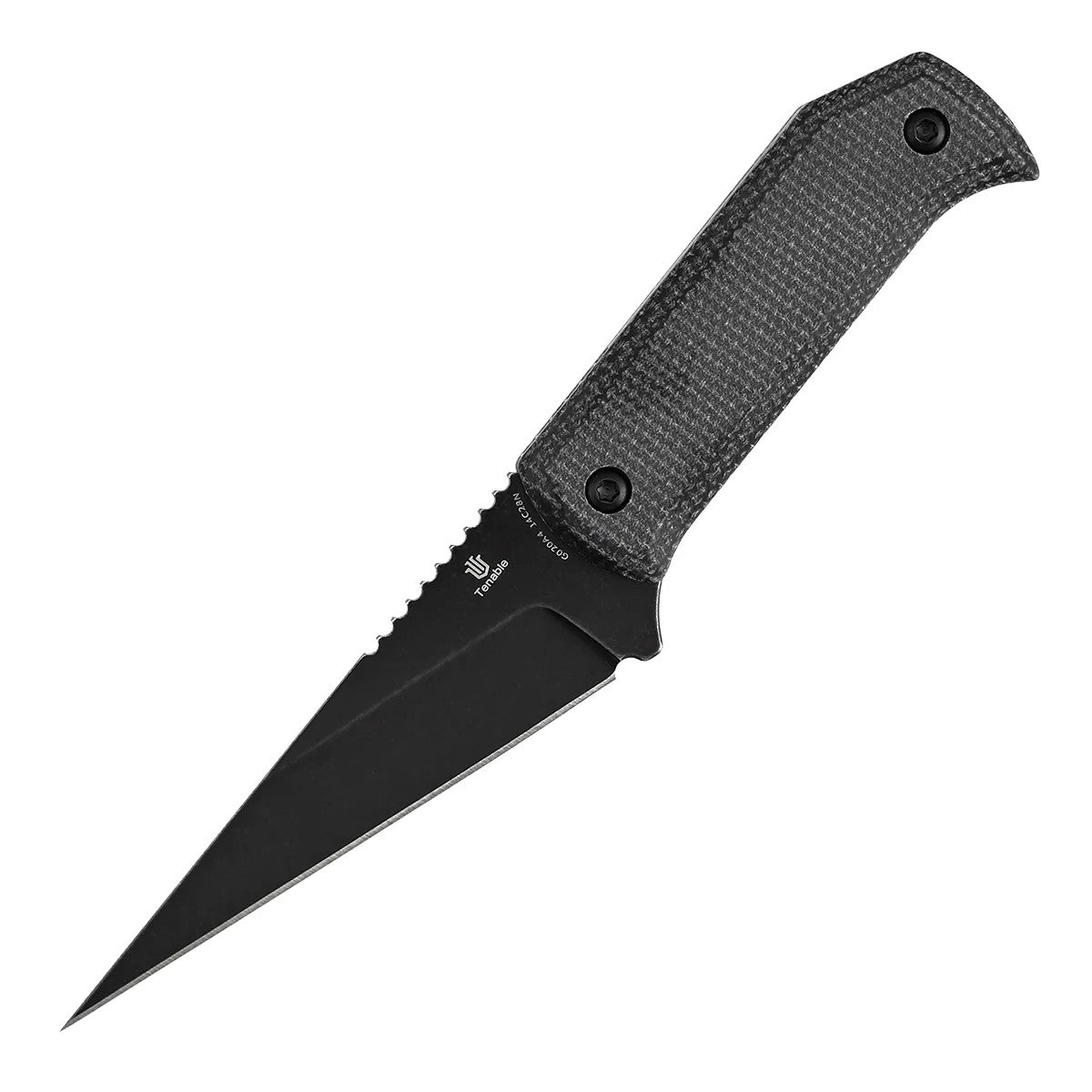 Tenable ToothPik G020A4 Blackwash 14C28N Blade Black Micarta Handle Fixed Blade Knife
