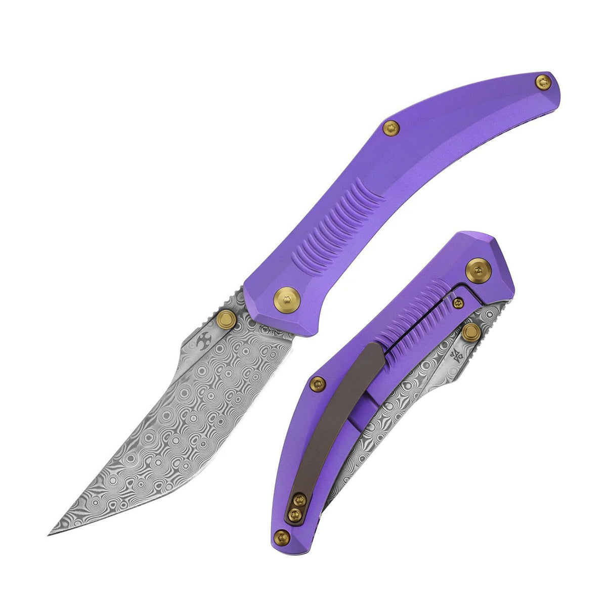 Kansept Navaja K1149A2 Damascus Blade Titanium Handle Frame Lock Folding Knife