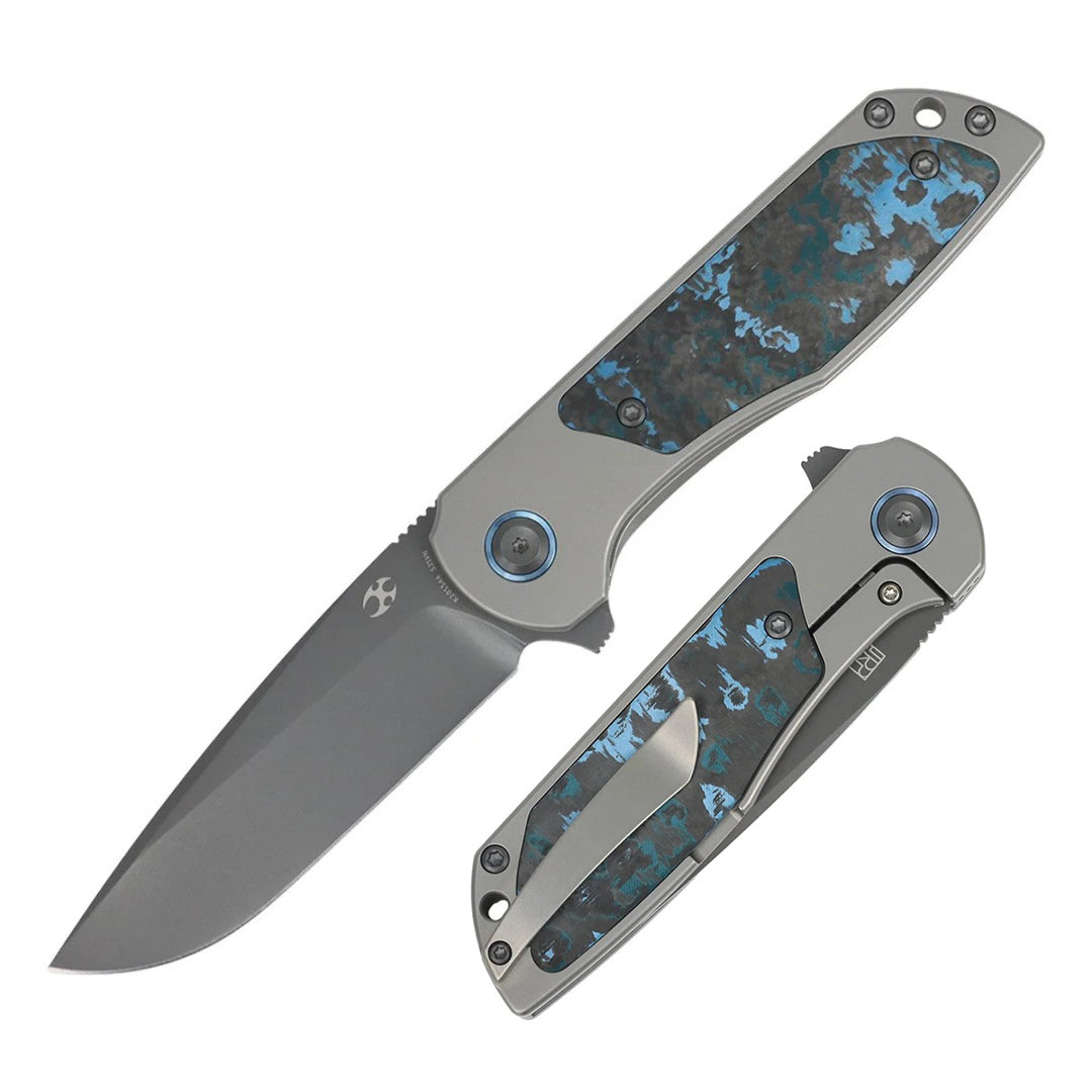 Kansept Ptarmigan K2055A4 Gray TiCn Coated CPM-S35VN Blade Titanium & FatCarbon Handle Frame Lock Folding Knife