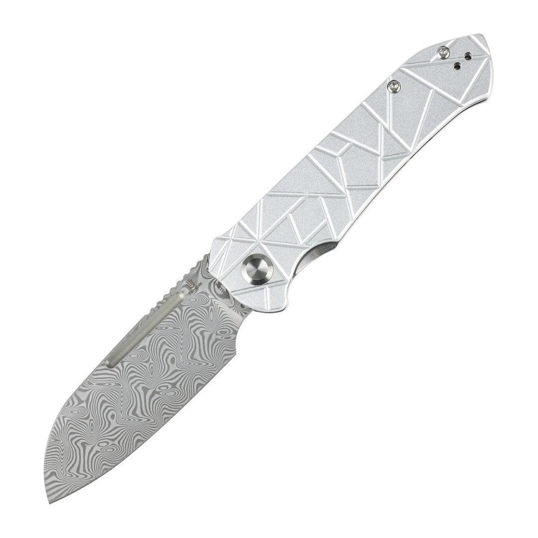 Tenable Rango B1120A4 Water Ripple Damascus Blade Silver Aluminum Handle Liner Lock Folding knife