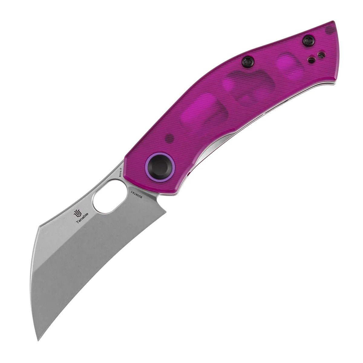 Tenable Osprey B2087A1 Stonewashed Nitro-V Blade Purple PC Handle Liner Lock Folding Knife