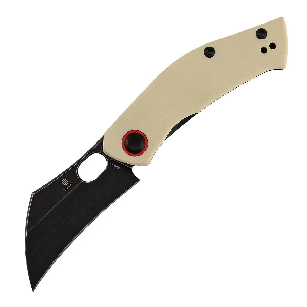 Tenable Osprey B2087A2 Blackwash Nitro-V Blade Ivory White G10 Handle Liner Lock Folding Knife