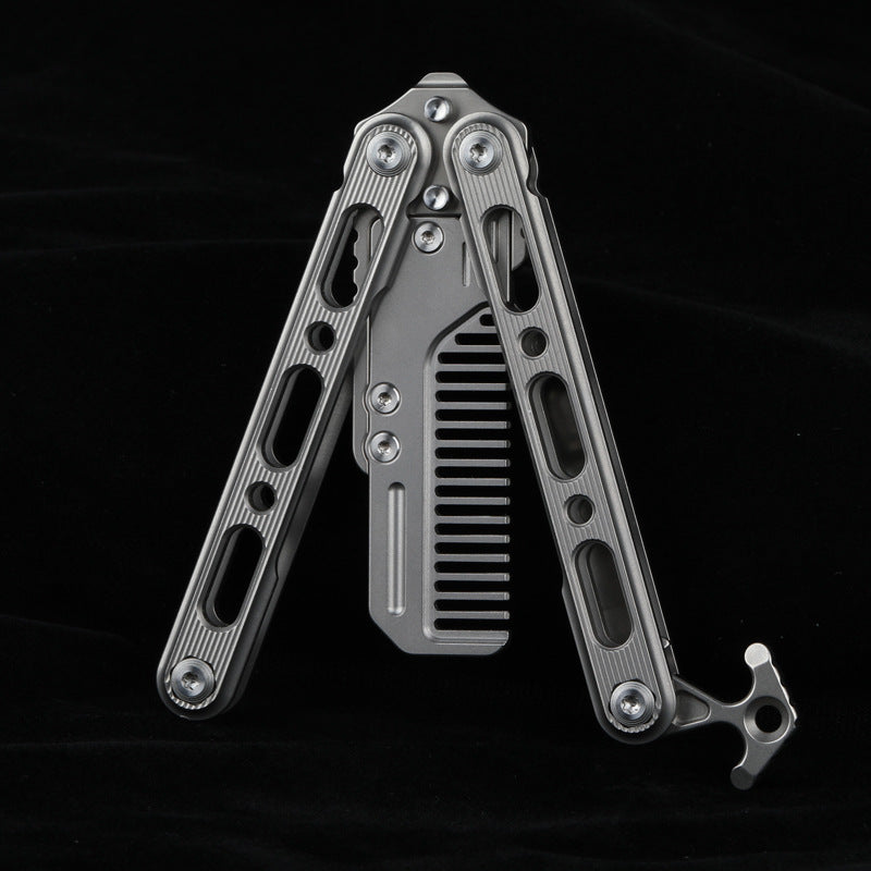 TiGear Butterfly Folding Comb Utility knife Blade Titanium Handle Edc Tool