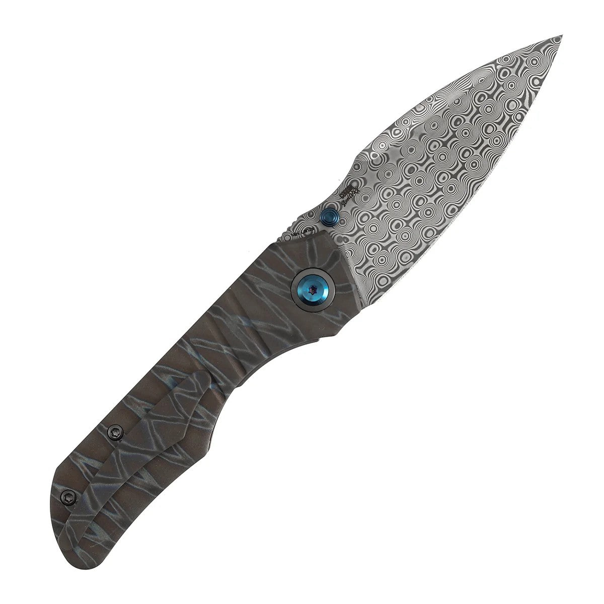 Kansept Mini Lanza K1116A4 Damascus Blade Titanium Handle Nested Liner Lock Folding Knife