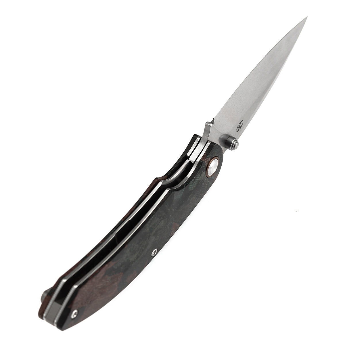 Kansept Falk K1142A4 Elmax Blade Green Rag Burl Canvas Micarta Handle Liner Lock Folding Knife