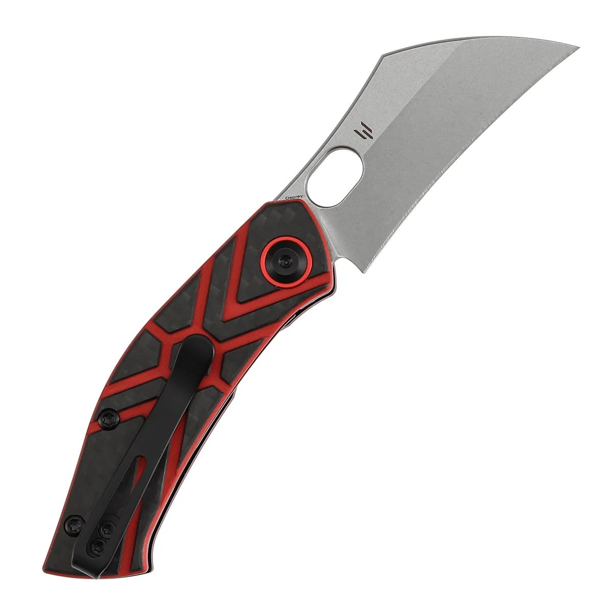 Tenable Osprey B2087A3 Stonewashed Nitro-V Blade Twill Carbon Fiber & Red G10 Handle Liner Lock Folding Knife
