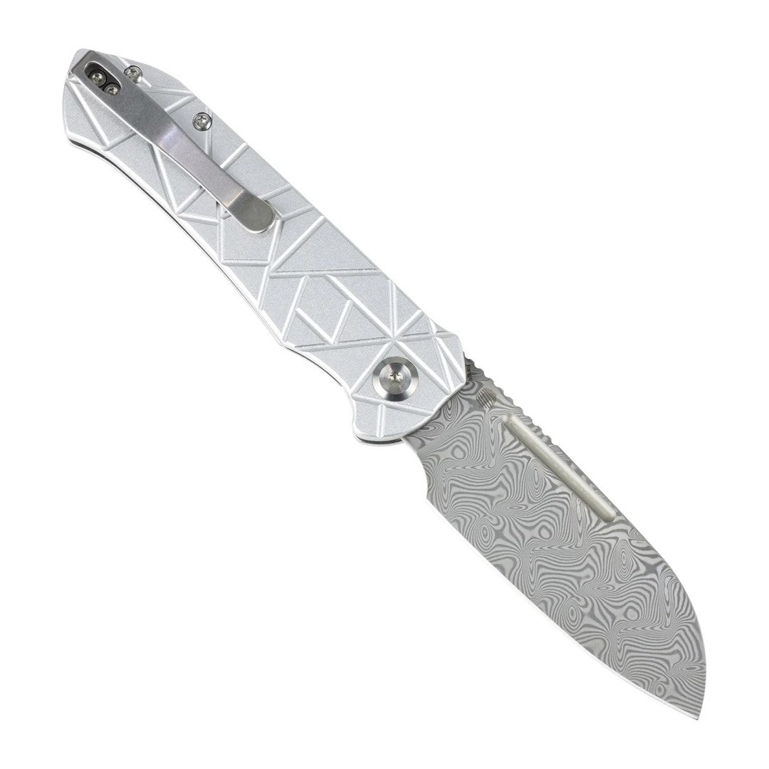 Tenable Rango B1120A4 Water Ripple Damascus Blade Silver Aluminum Handle Liner Lock Folding knife