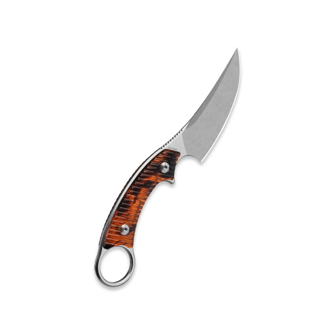 QSP Baby Viper QS178-C1 10Cr15MoV Blade Tortoise Resin Handle Fixed Blade Knife