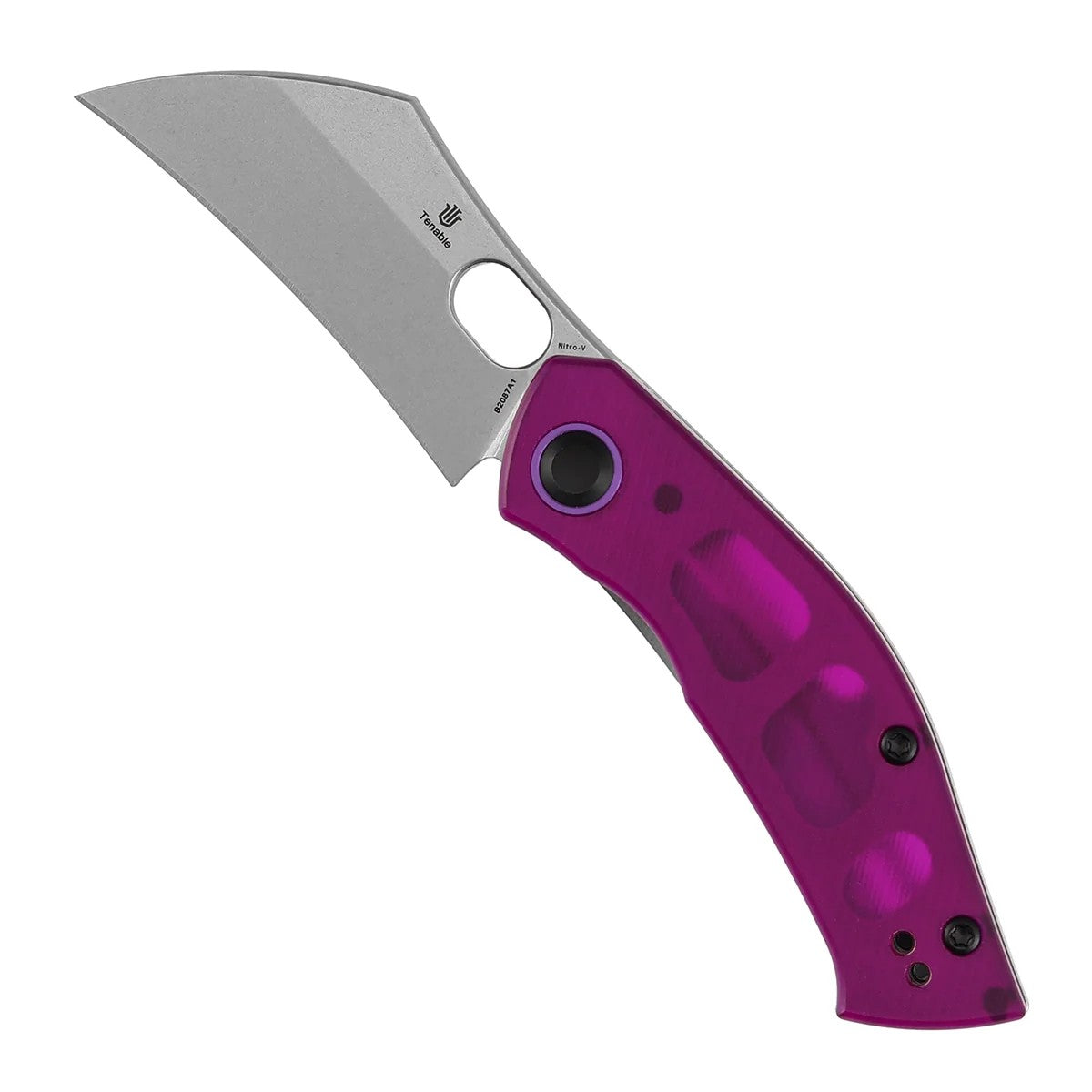 Tenable Osprey B2087A1 Stonewashed Nitro-V Blade Purple PC Handle Liner Lock Folding Knife