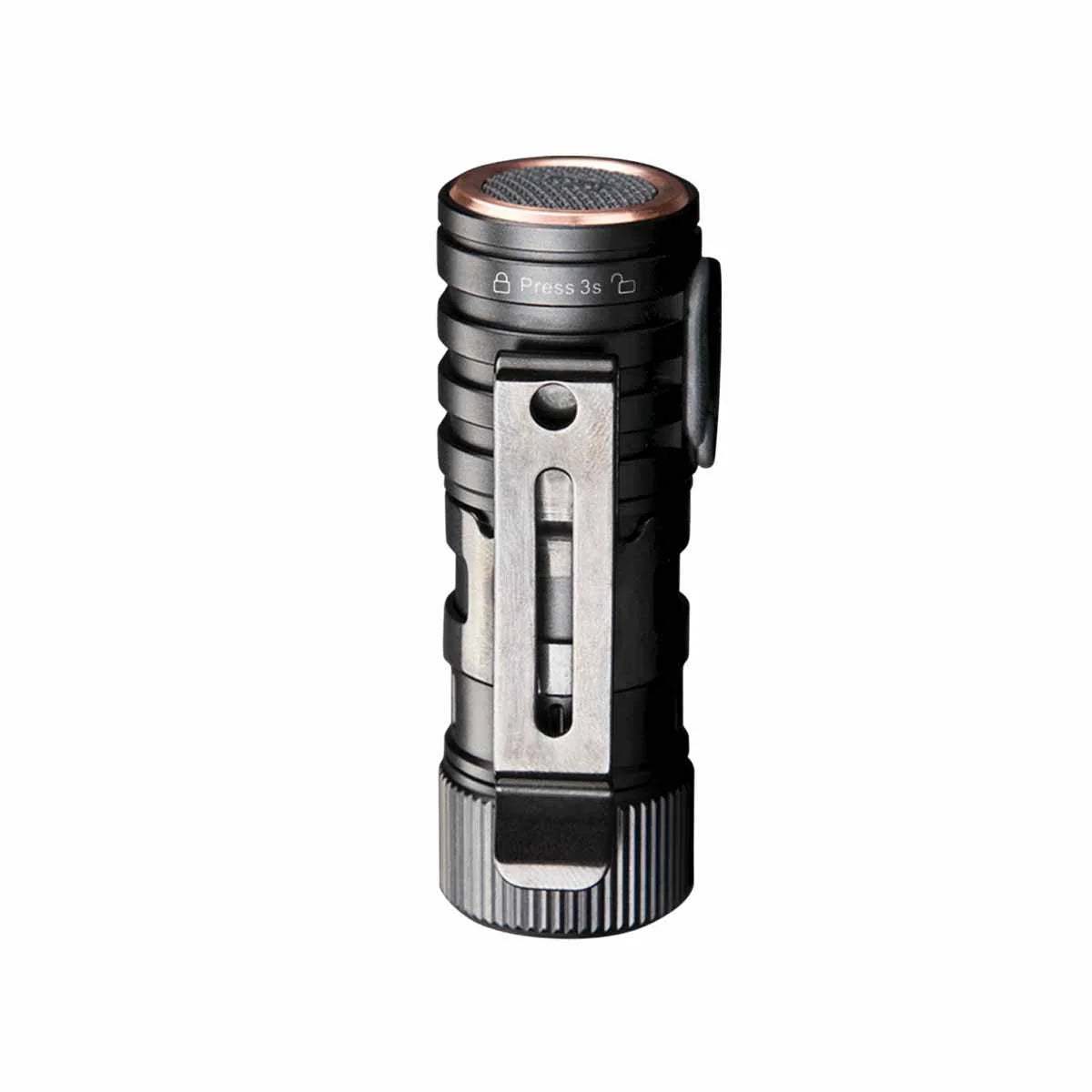 Macro close-up of the Fenix HM50R V2.0 headlamp lens, bezel and Cree XP-G3 S4 LED reflector optic