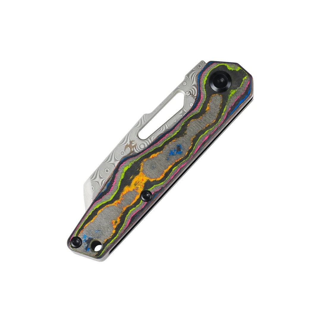 Kansept Lucero T2156A1 Damascus Blade 80S Camo Carbon Fiber Handle Liner Lock Folding Knife