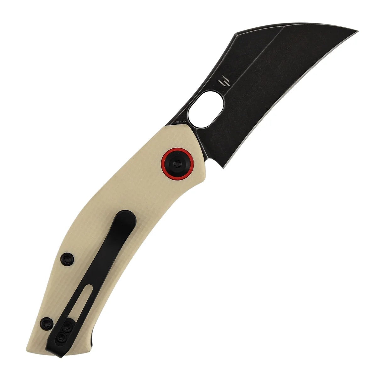 Tenable Osprey B2087A2 Blackwash Nitro-V Blade Ivory White G10 Handle Liner Lock Folding Knife