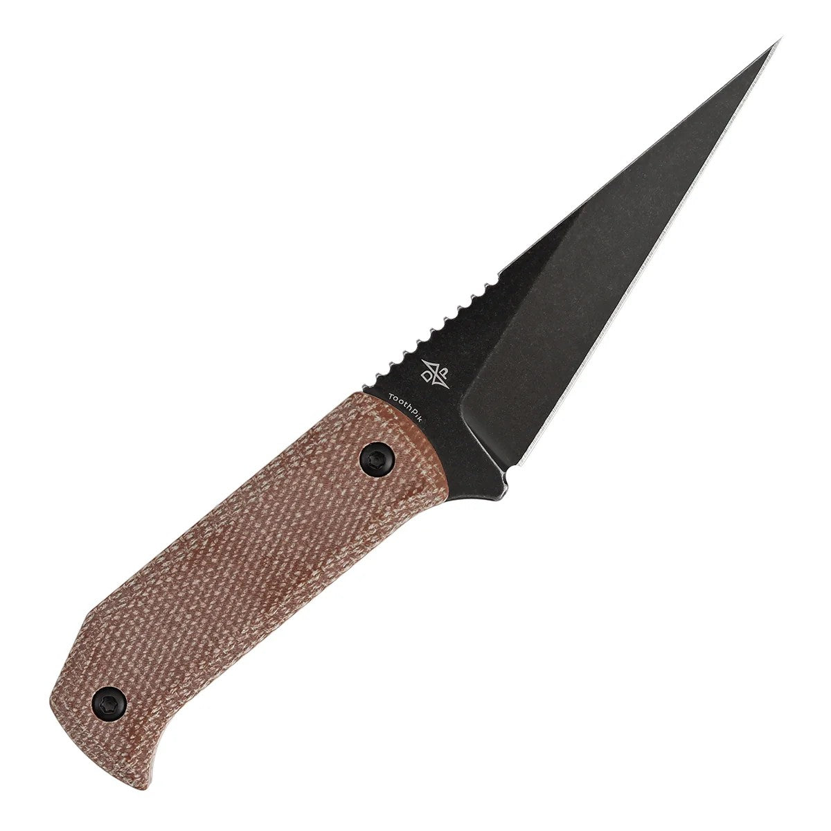Tenable ToothPik G020A2 Blackwash 14C28N Blade Brown Micarta Handle Fixed Blade Knife