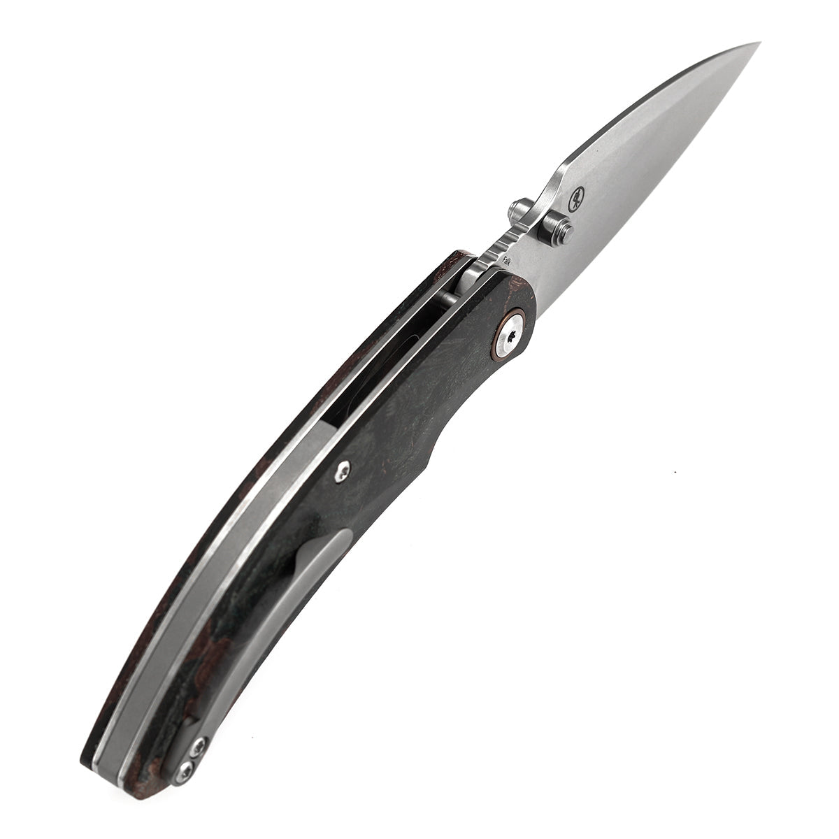 Kansept Falk K1142A4 Elmax Blade Green Rag Burl Canvas Micarta Handle Liner Lock Folding Knife