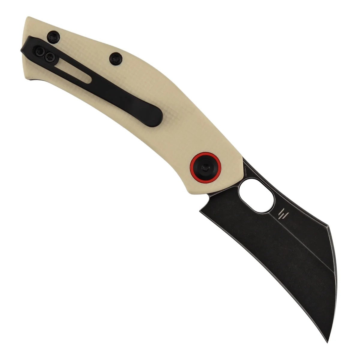 Tenable Osprey B2087A2 Blackwash Nitro-V Blade Ivory White G10 Handle Liner Lock Folding Knife