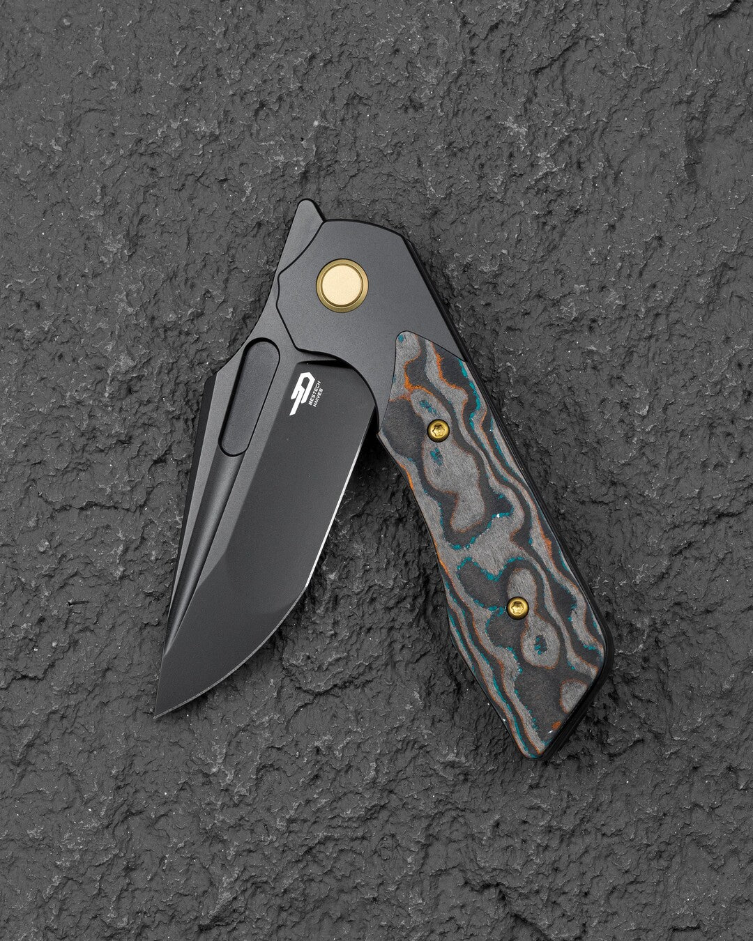 Bestech Dactyl BT2608E Magnacut Blade Titanium with Carbon Fiber Handle Bolster Frame Lock Folding Knife