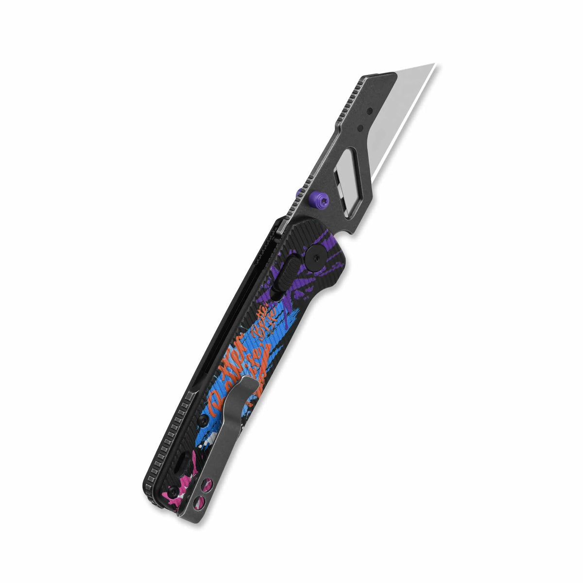 QSP Penguin Workmate QS130UT-GRA Stainless Steel Blade Black FRN Handle Glyde Lock Utility Knife-Graffiti Edition