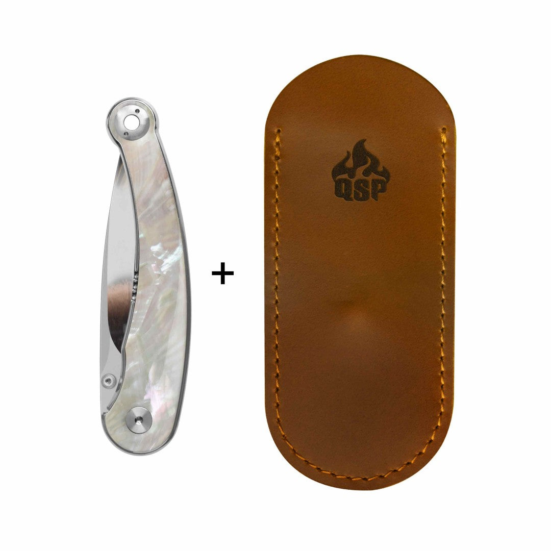 QSP Dolphin QS161-C 14C28N Blade White Pearl Shell Handle Liner Lock Folding Knife