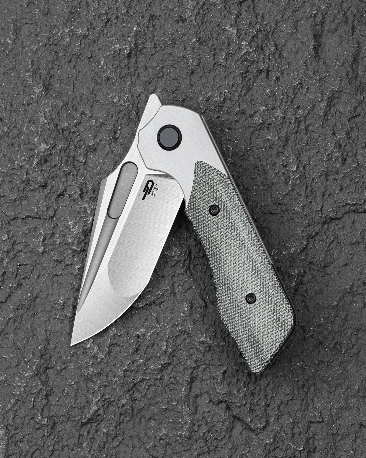 Bestech Dactyl BT2608A Magnacut Blade Titanium with Micarta Handle Bolster Frame Lock Folding Knife