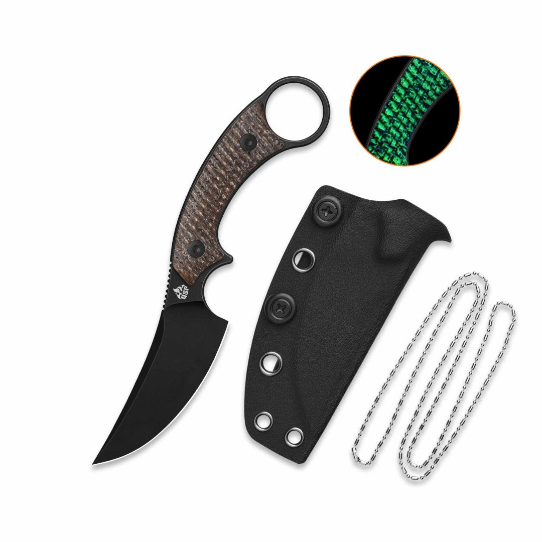 QSP Baby Viper QS178-B2 10Cr15MoV Blade Glow-in-the-Dark Micarta Handle Fixed Blade Knife
