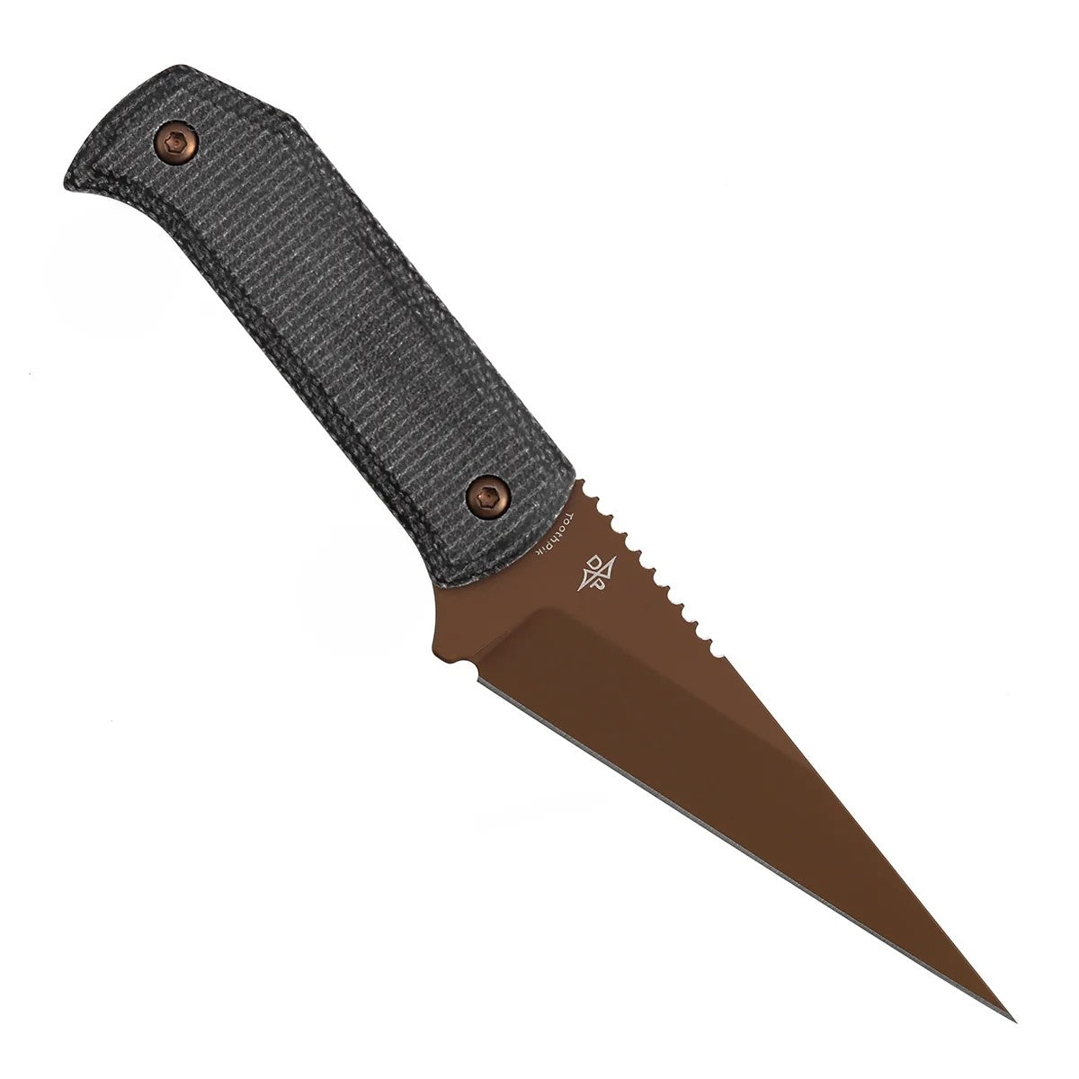 Tenable ToothPik G020A3 Rose Gold 14C28N Blade Black Micarta Handle Fixed Blade Knife