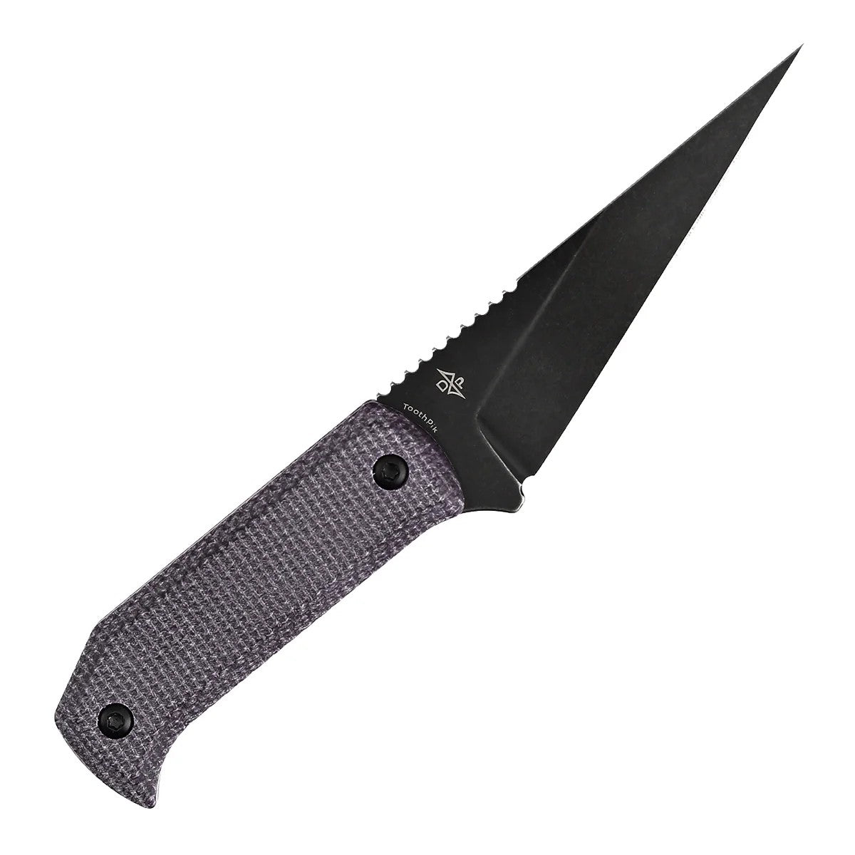 Tenable ToothPik G020A1 Blackwash 14C28N Blade Purple Micarta Handle Fixed Blade Knife