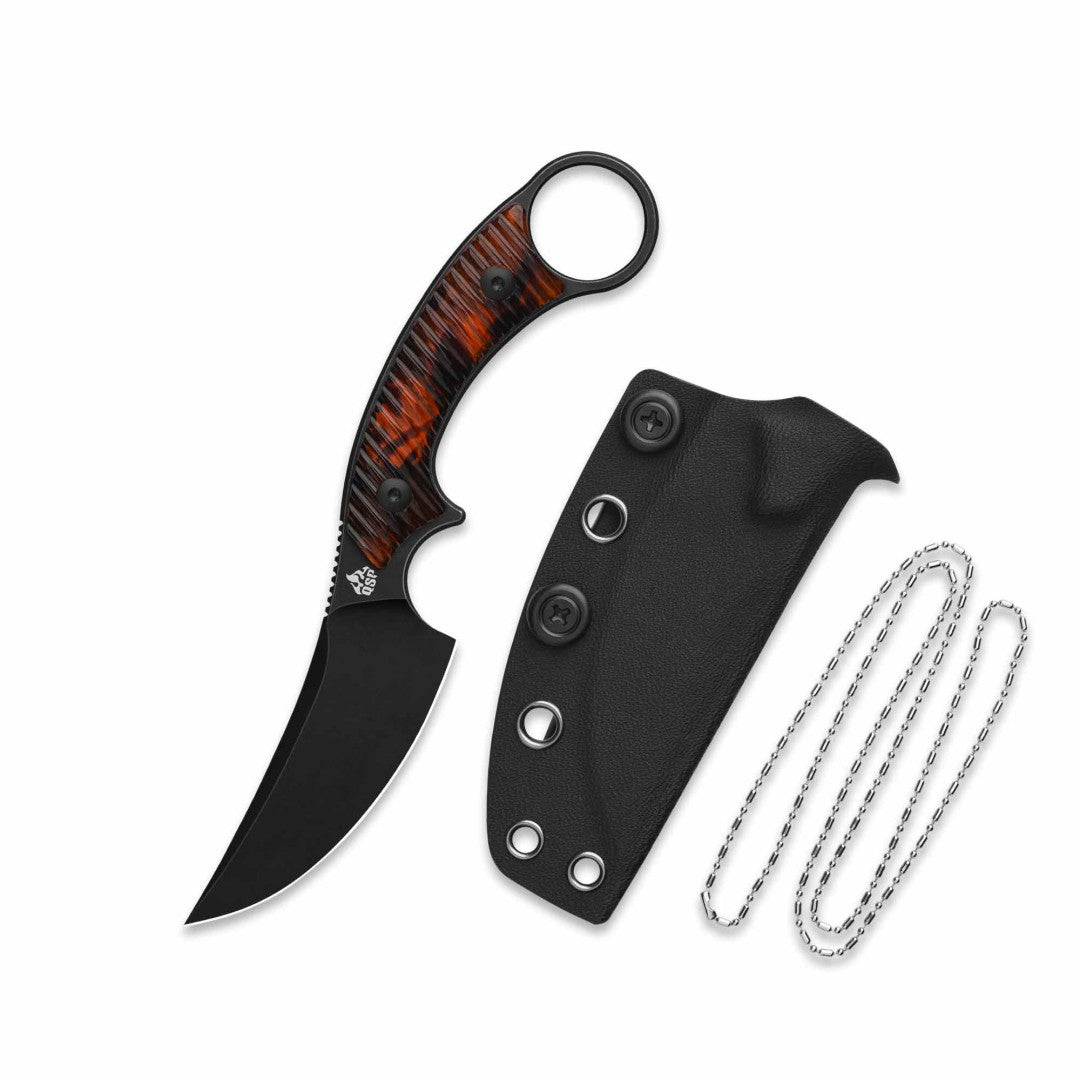 QSP Baby Viper QS178-C2 10Cr15MoV Blade Tortoise Resin Handle Fixed Blade Knife