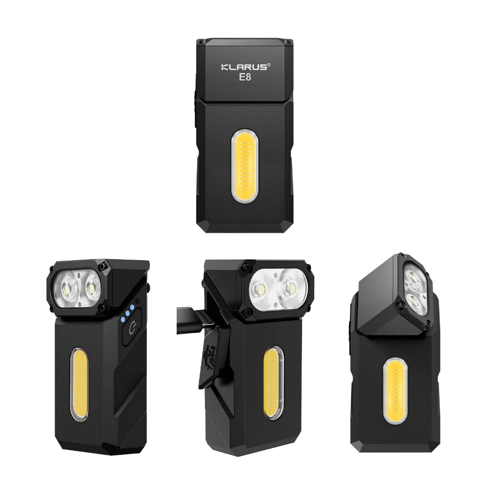 Klarus E8 1000 Lumens Triple-Light All-Metal Swivel-Head EDC Flashlight