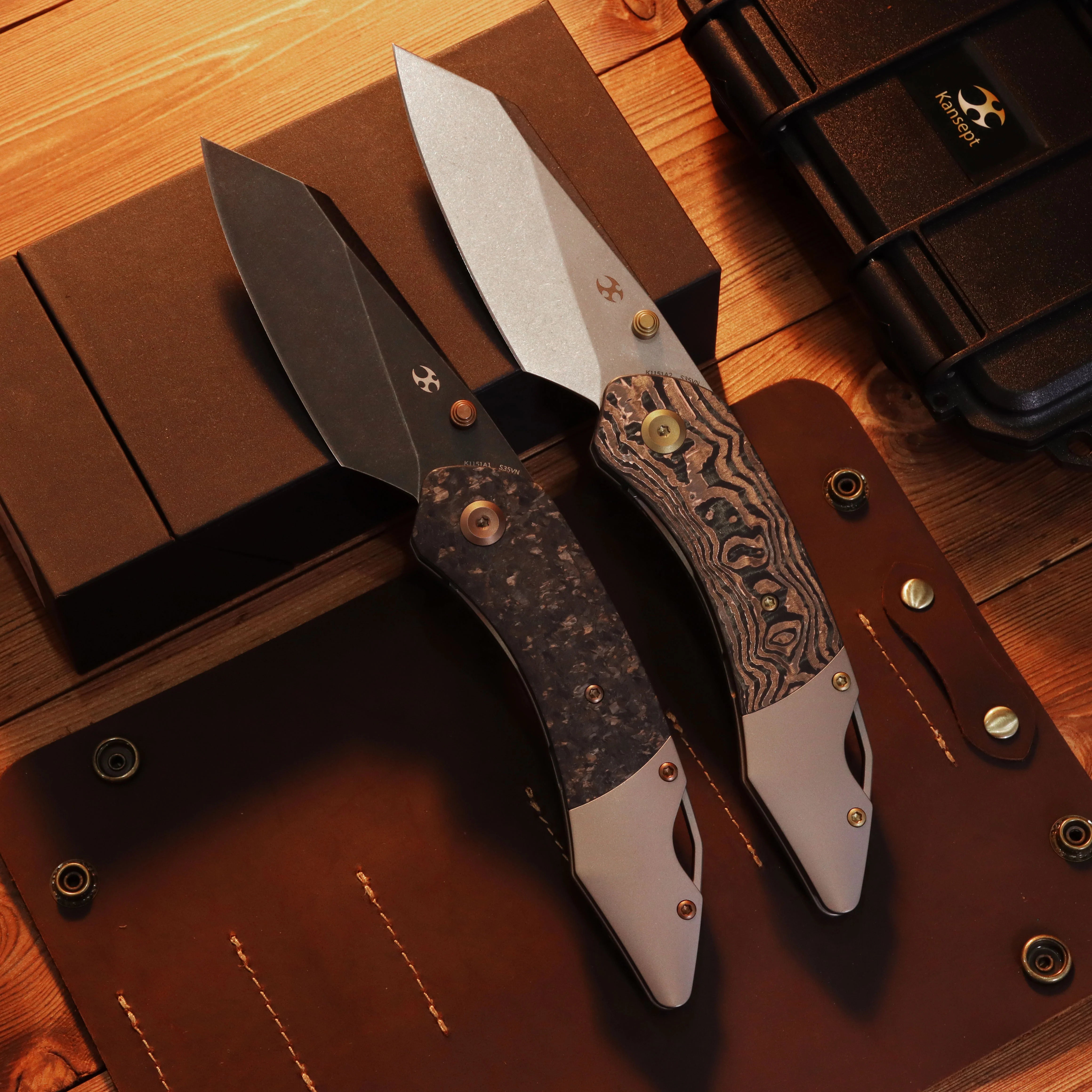 Kansept K9 K1151A1 CPM-S35VN Blade Carbon Fiber & Titanium Handle Bolster Liner Lock Folding Knife