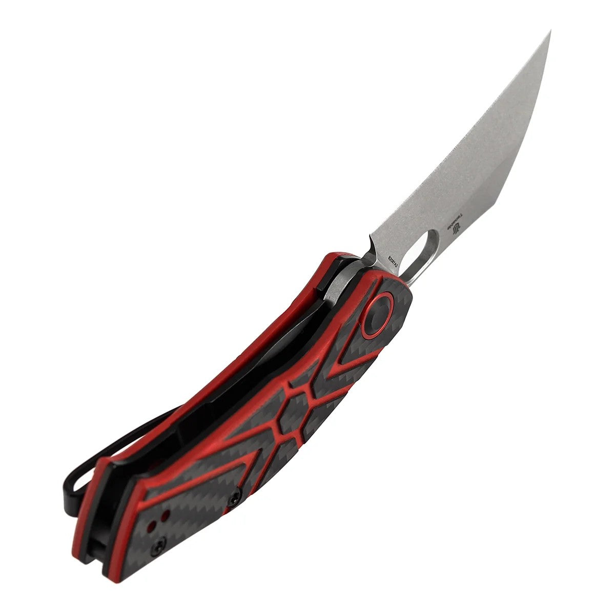 Tenable Osprey B2087A3 Stonewashed Nitro-V Blade Twill Carbon Fiber & Red G10 Handle Liner Lock Folding Knife