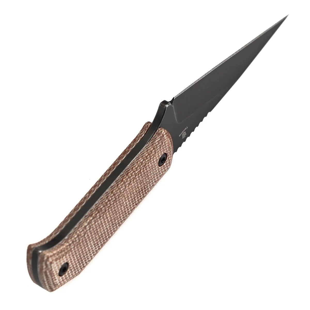 Tenable ToothPik G020A2 Blackwash 14C28N Blade Brown Micarta Handle Fixed Blade Knife