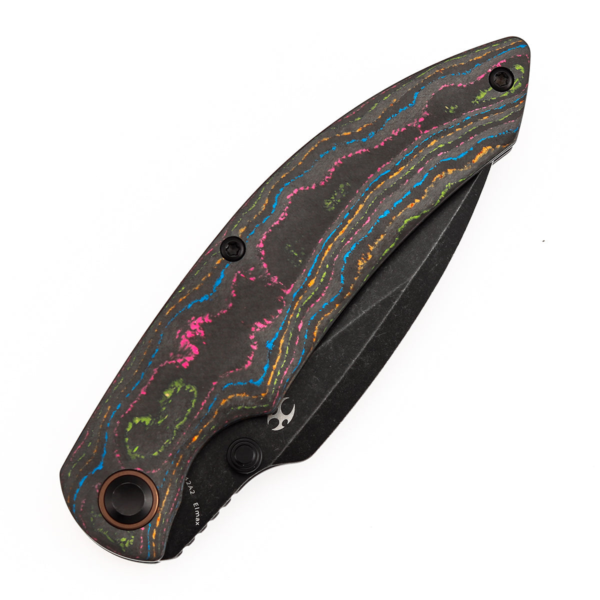 Kansept Falk K1142A2 Elmax Blade 80S Camo Carbon Fiber Handle Liner Lock Folding Knife