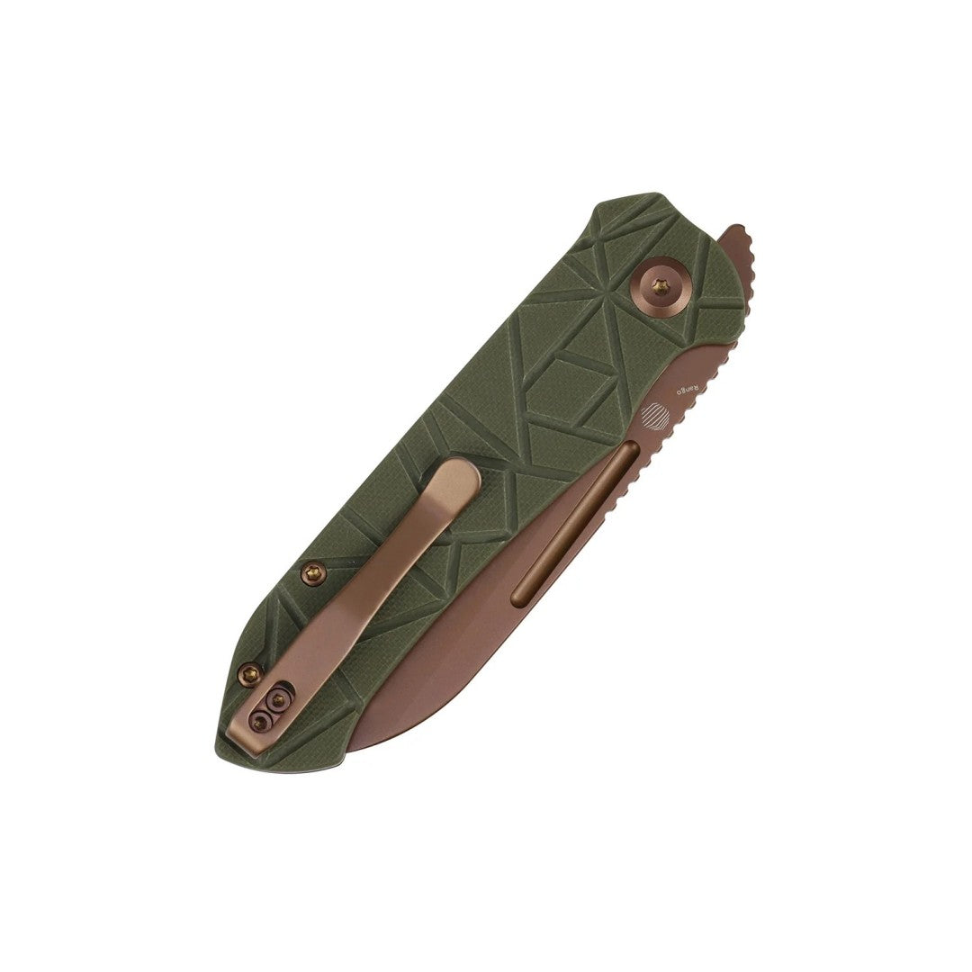 Tenable Rango B1120A2 Rose Gold 14C28N Blade Olive Green G10 Handle Liner Lock Folding knife
