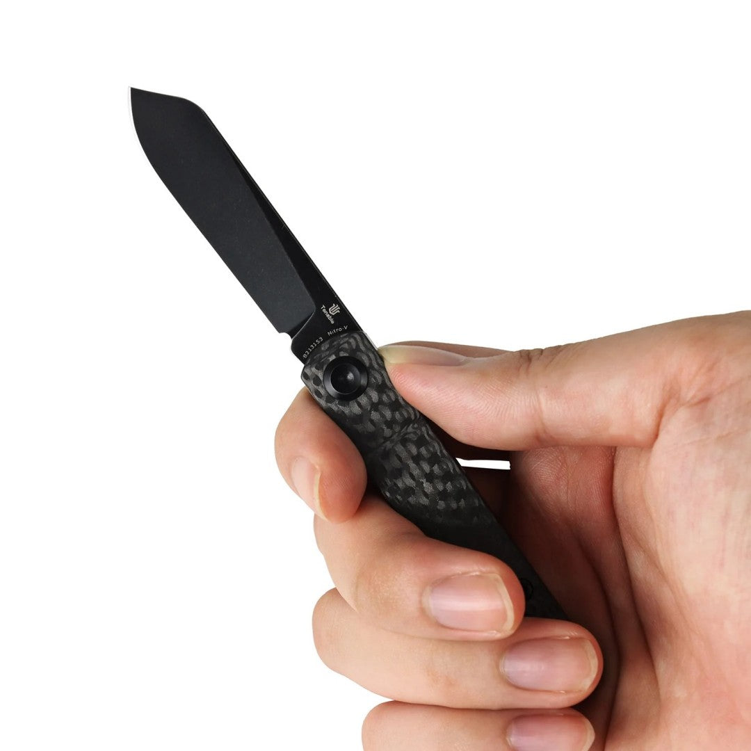 Tenable Riflestock B2131S3 Blackwash Nitro-V Blade Twill Carbon Fiber Handle Lock Back Folding knife
