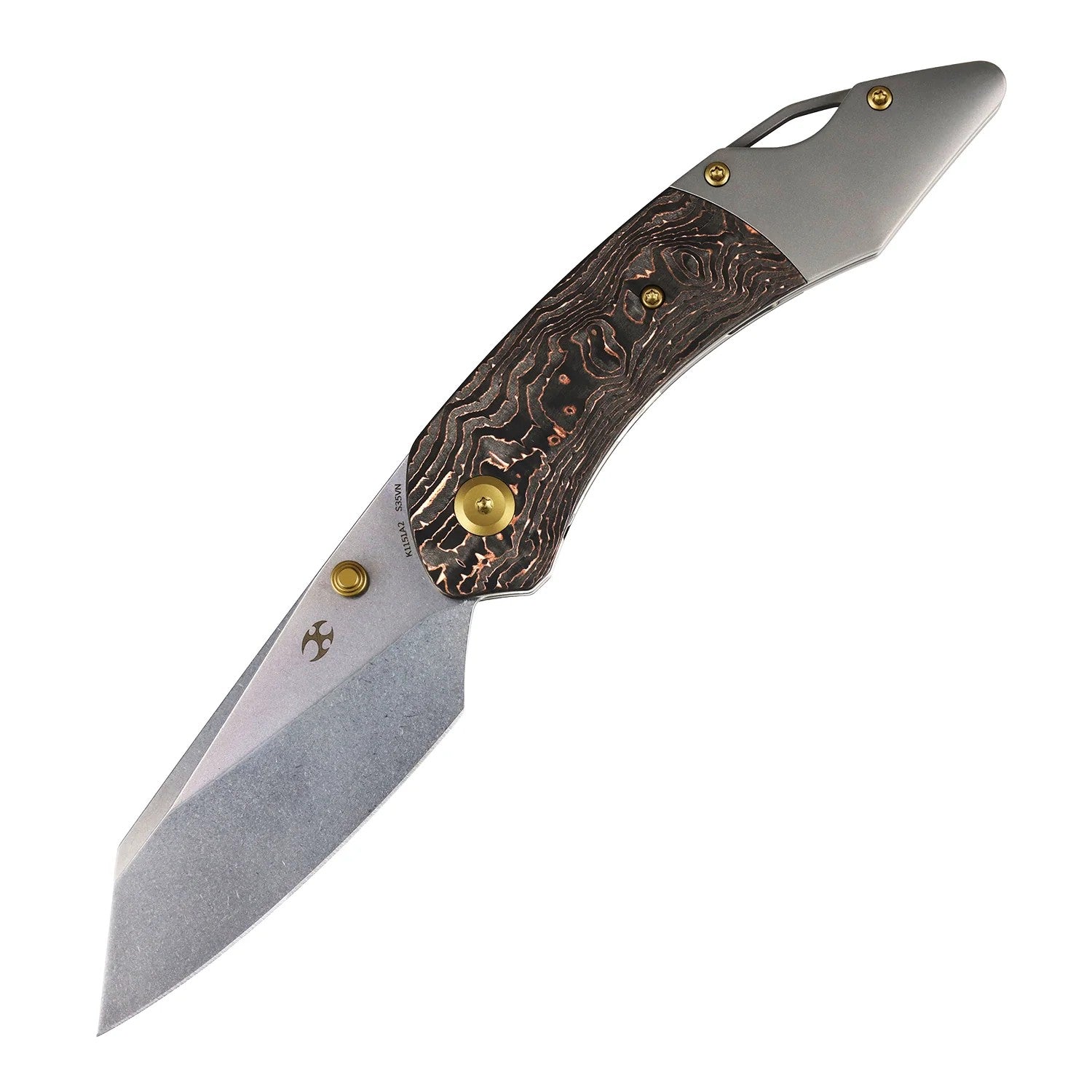 Kansept K9 K1151A2 CPM-S35VN Blade Copper Carbon Fiber & Titanium Handle Bolster Liner Lock Folding Knife