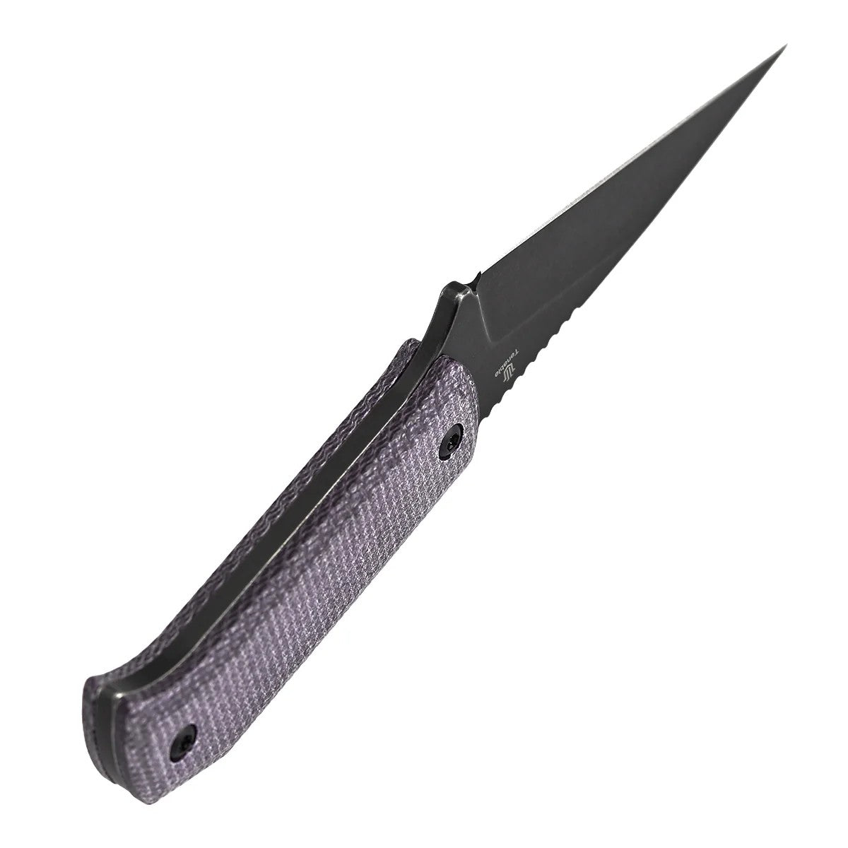 Tenable ToothPik G020A1 Blackwash 14C28N Blade Purple Micarta Handle Fixed Blade Knife
